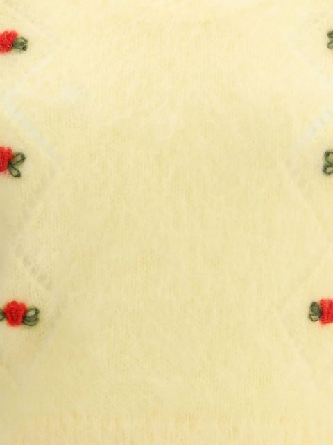 Alessandra Rich rose-embellished mohair top - Yellow