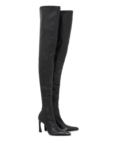 Marine Serre Ms Crush smooth-leather thigh over-the-knee boots - Black
