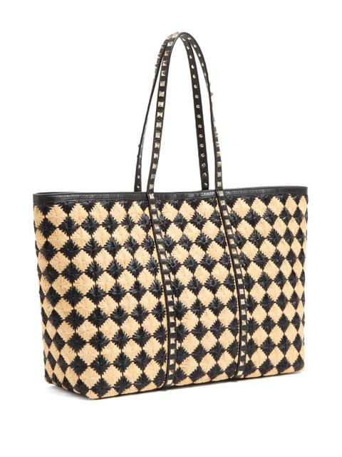 Valentino Garavani Rockstud embroidered tote bag - Neutrals