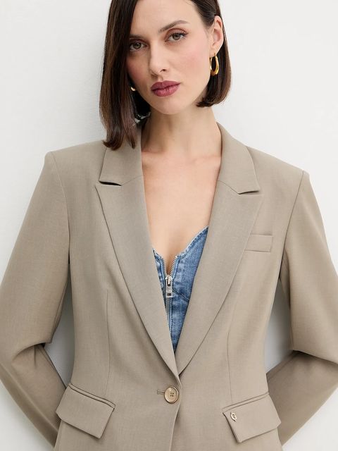 Guess marynarka DOROTHEE kolor beżowy jednorzędowa gładka W5YN41 WHD92 - zdjęcie produktu nr 2