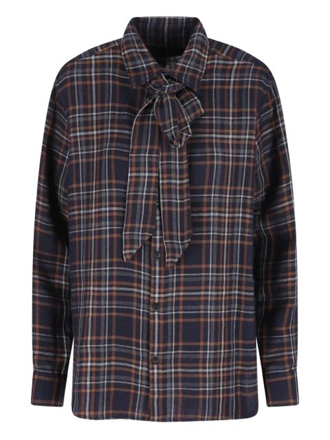 Saint Laurent tie-fastening checked shirt - Black - zdjęcie produktu nr 1