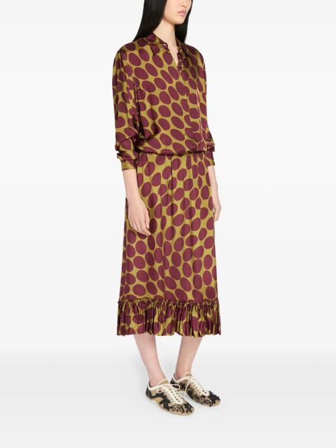 DRIES VAN NOTEN printed ruffled skirt - Brown