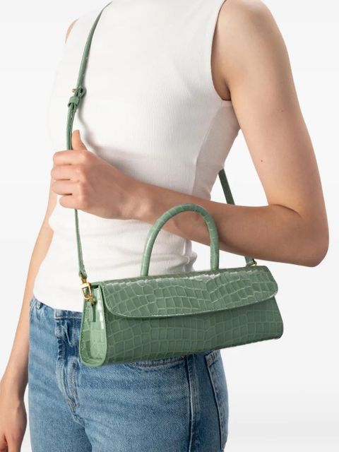 BY FAR Mini Longa fresh embossed top-handle tote bag - Green - zdjęcie produktu nr 2