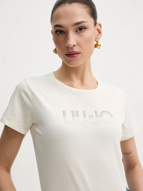 Liu Jo t-shirt bawełniany damski kolor beżowy TA6056 JS923