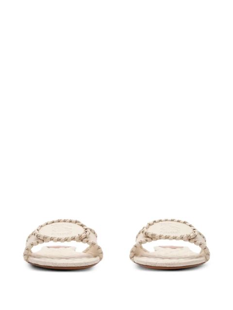 Burberry leather Knight stamp slides - Neutrals