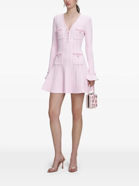 Self-Portrait pearl-embellishment mini dress - Pink