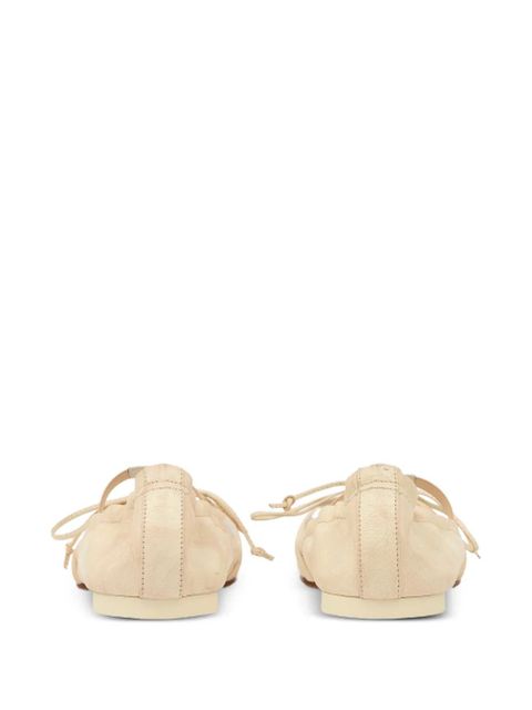 MM6 Maison Margiela square toe strap leather ballerina shoes - Neutrals