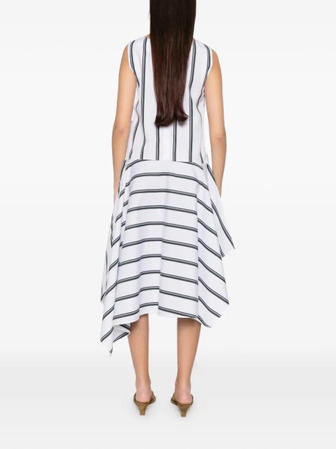 Proenza Schouler PS BEATRIZ DRESS COTTON SILK SHIRTING WHITE MULTI