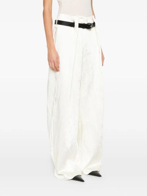 Sportmax belted textured palazzo pants - White
