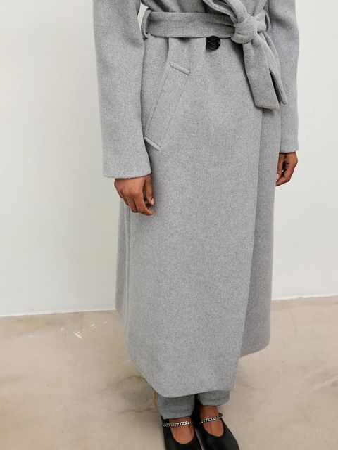 Answear Lab płaszcz wełniany kolor szary przejściowy dwurzędowy