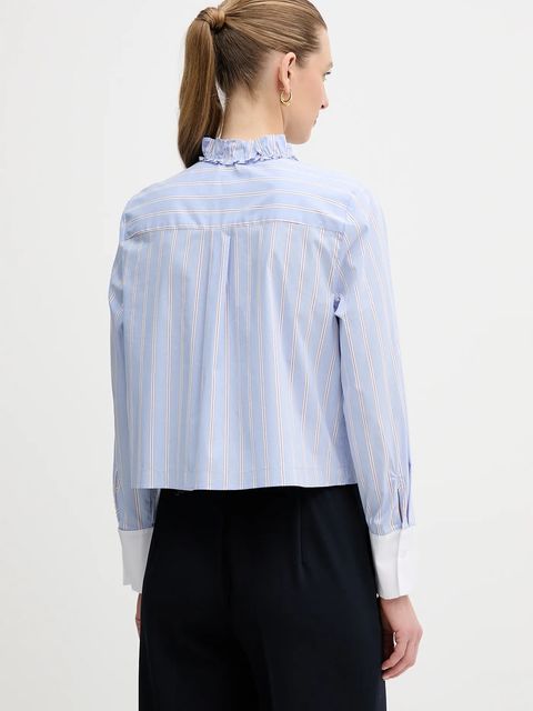 OUI koszula damska kolor niebieski regular ze stójką 96070
