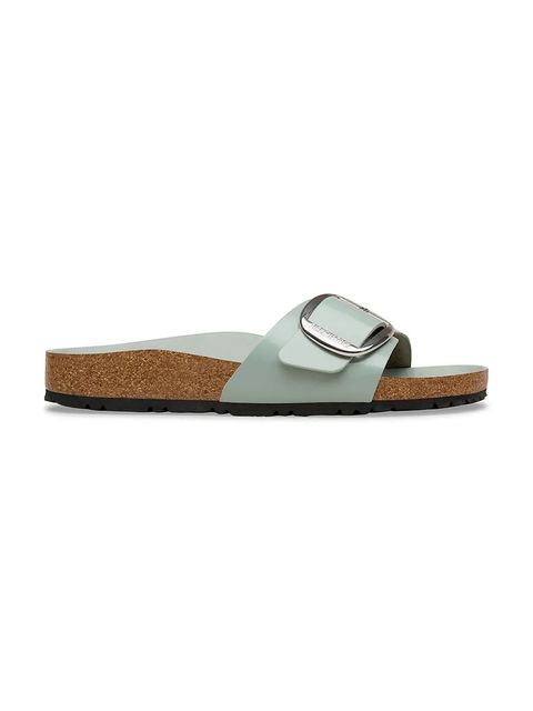 Birkenstock klapki na płaskim obcasie damskie skórzane Madrid Big Buckle - zdjęcie produktu nr 2