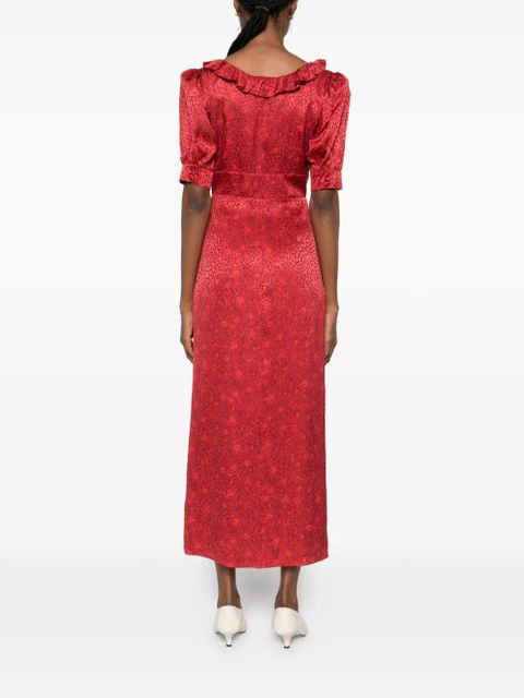 Alessandra Rich ruffled jacquard midi dress - Red