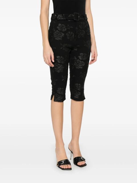 ROTATE BIRGER CHRISTENSEN floral-jacquard capri trousers - Black