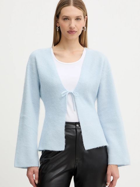 BOSS Orange kardigan z dodatkiem wełny damski kolor niebieski lekki 50548954