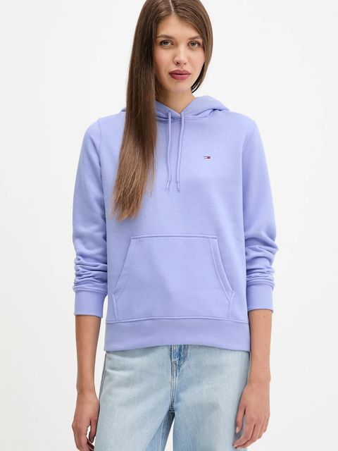 Tommy Jeans bluza damska kolor zielony z kapturem gładka DW0DW19958 - zdjęcie produktu nr 1