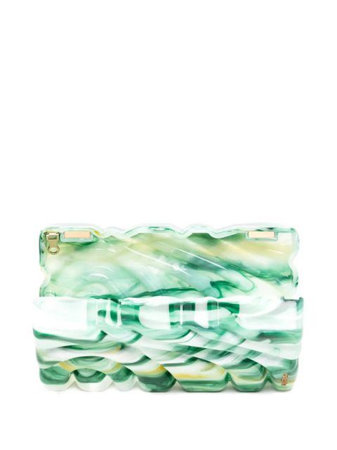 Cult Gaia Aura marbled clutch bags - Green