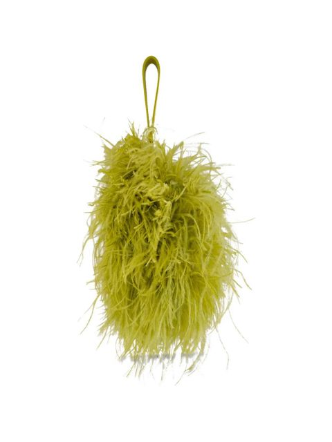 Ferragamo mini Double Gancini ostrich-feather clutch bag - Green