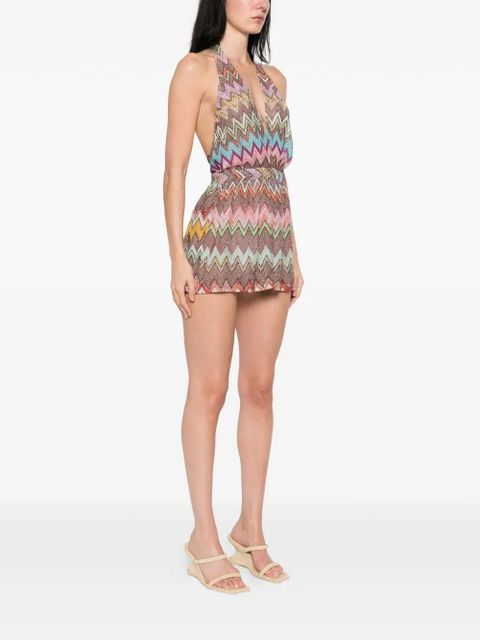 Missoni chevron V-neck playsuit - Brown