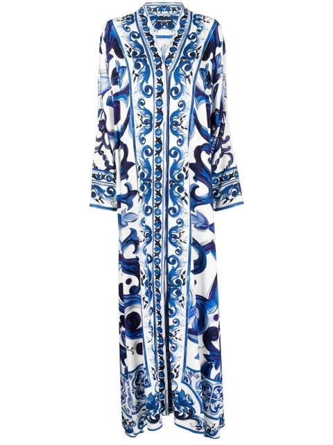 Dolce & Gabbana graphic-print silk maxi dress - Blue - zdjęcie produktu nr 1