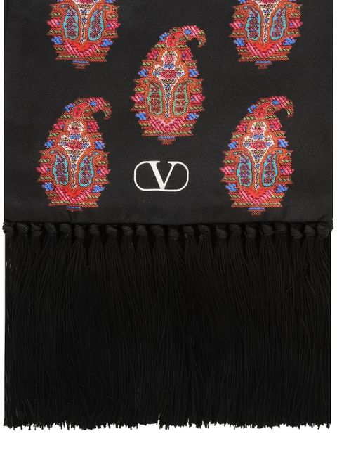 Valentino Garavani paisley-print fringed scarf - Black - zdjęcie produktu nr 2