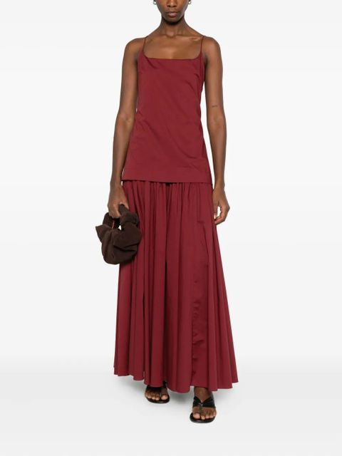 STAUD pleated spaghetti-strap maxi dress - Red - zdjęcie produktu nr 2