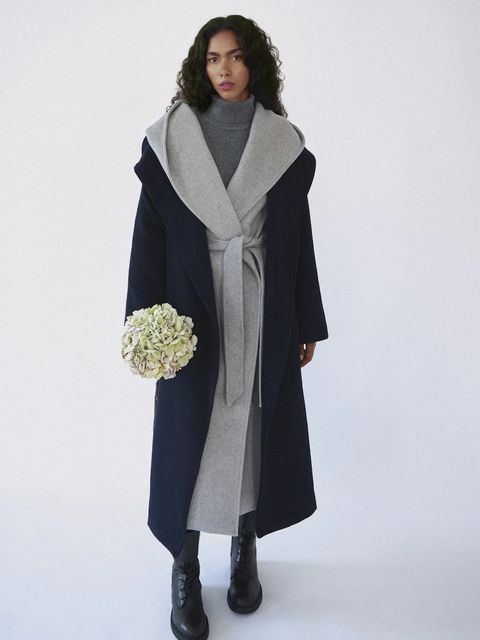 Answear.LAB płaszcz wełniany kolor granatowy - zdjęcie produktu nr 1