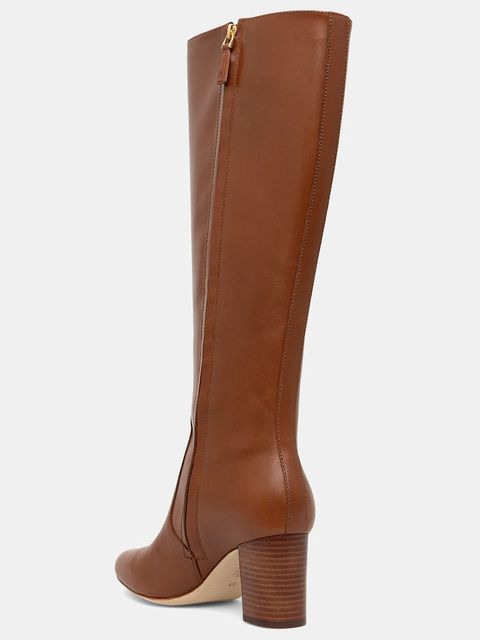 Lauren Ralph Lauren kozaki skórzane Kenndi Tl Hl damskie kolor brązowy na słupku 802977889001