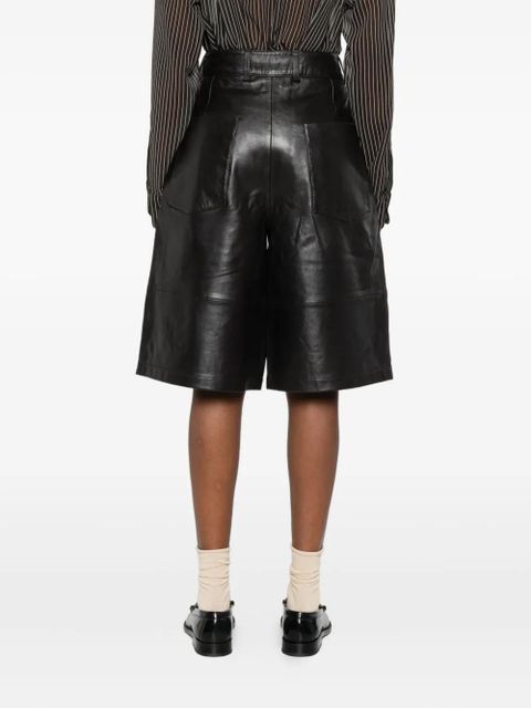 The Frankie Shop leather panelled shorts - Brown