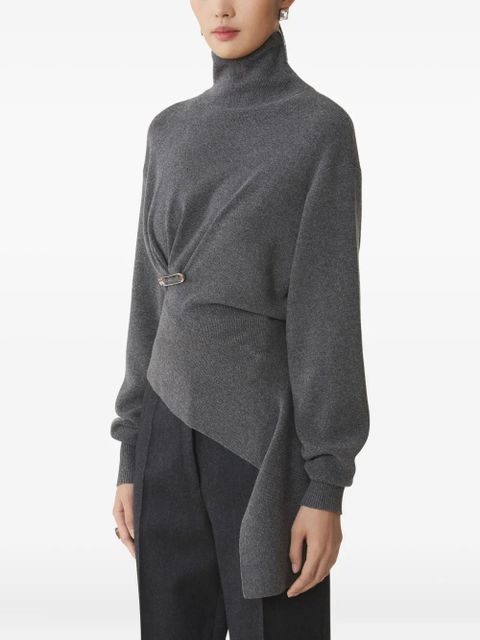 Lanvin safety-pin-detail asymmetric sweater - Grey