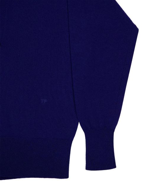 TOM FORD polo V-neck cashmere knit top - Blue