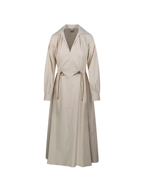 Max Mara drawstring-fastening V-neck midi dress - Neutrals - zdjęcie produktu nr 1