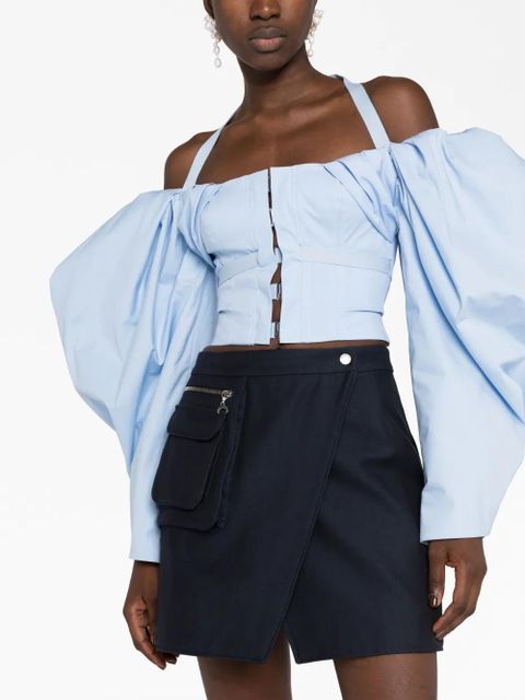Jacquemus off-shoulder poplin blouse - Blue