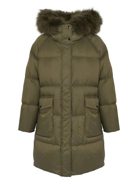 Yves Salomon shearling-trimmed down coat - Green - zdjęcie produktu nr 1