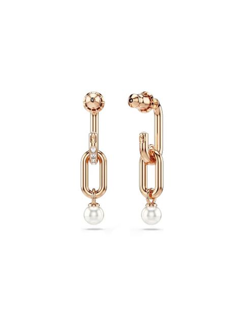 Swarovski Constella rose-gold pearl chain earrings - Pink - zdjęcie produktu nr 2