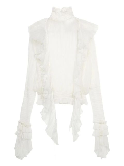 Blumarine pleated ruffle top - White - zdjęcie produktu nr 1