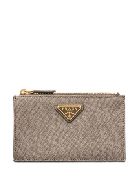 Prada triangle-logo zip card holder - Grey - zdjęcie produktu nr 1