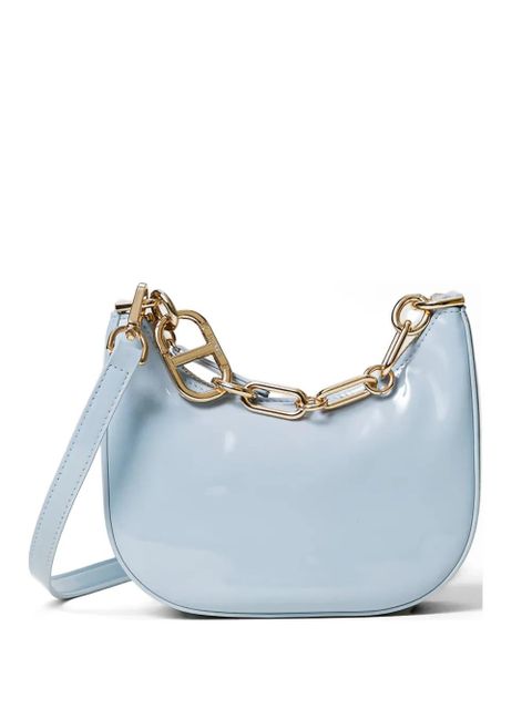 TWINSET Mini Croissant patent-finish chain-link bucket bag - Blue - zdjęcie produktu nr 1
