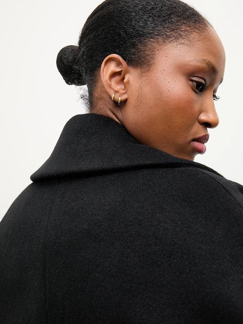 Answear.LAB płaszcz wełniany kolor czarny przejściowy dwurzędowy