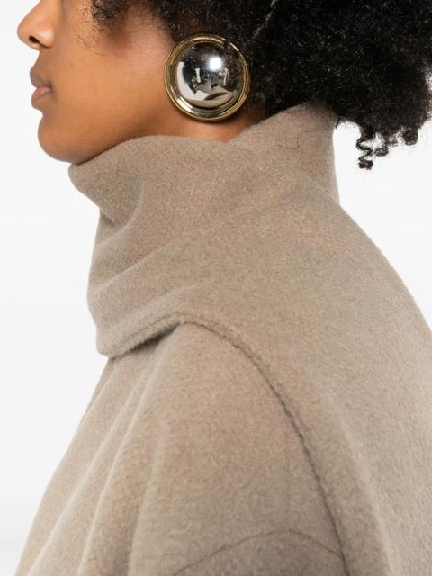 Eleh attached-scarf buttoned coat - Neutrals