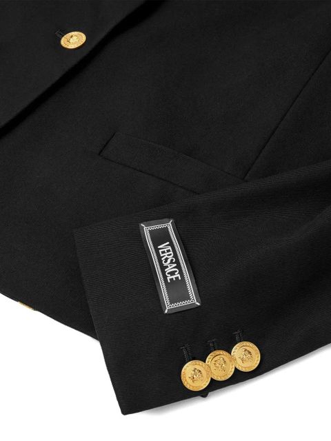 Versace gold-button cotton jacket - Black