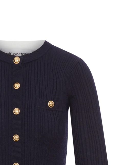 Self-Portrait ribbed button-front dress - Blue - zdjęcie produktu nr 2