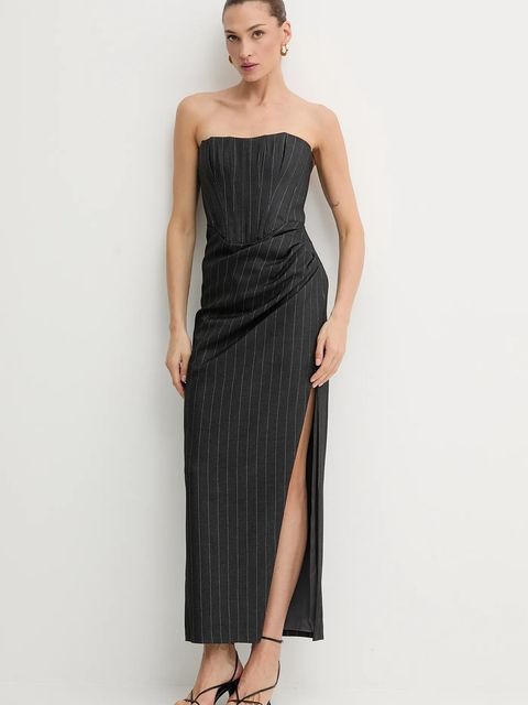 Bardot sukienka kolor szary maxi rozkloszowana 58082DB5