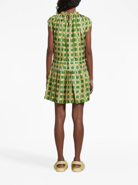 Marni Check Fields silk minidress - Green