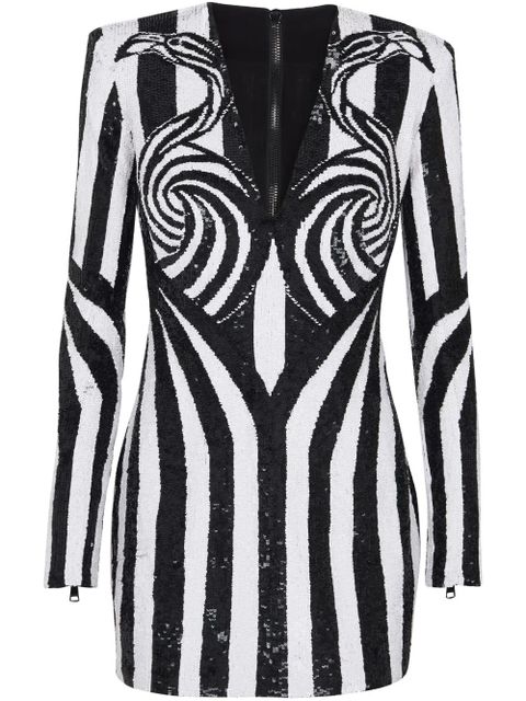 Balmain embroidered stripe short dress - Black - zdjęcie produktu nr 1