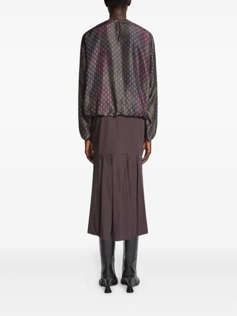 DRIES VAN NOTEN tailored midi skirt - Brown