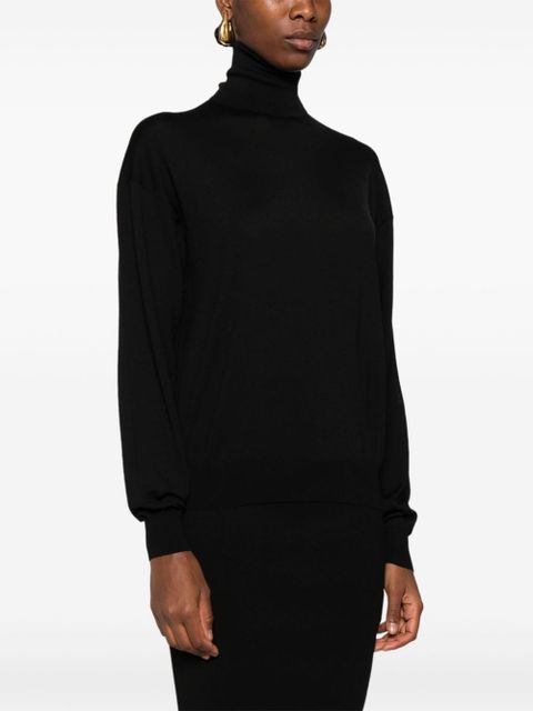Saint Laurent high-neck wool jumper - Black