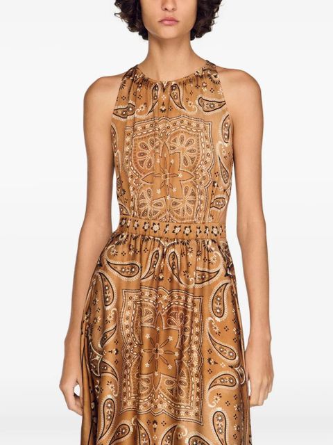 SANDRO bandana-print maxi dress - Brown