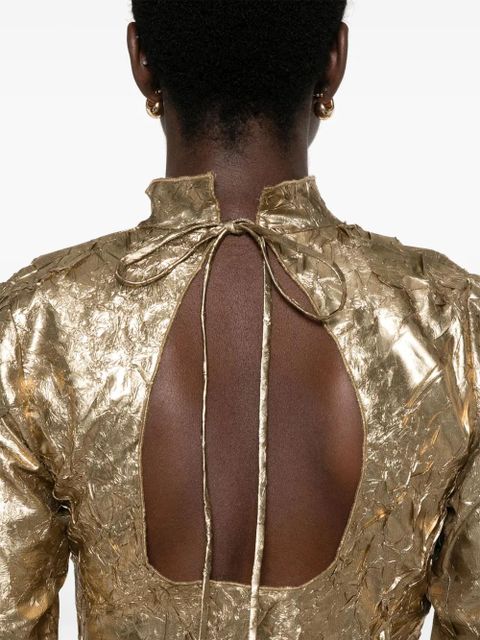 GANNI crinkled top - Gold