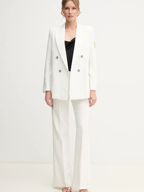 ERMANNO Firenze spodnie damskie kolor biały szerokie high waist 56TP004EV7 - zdjęcie produktu nr 2